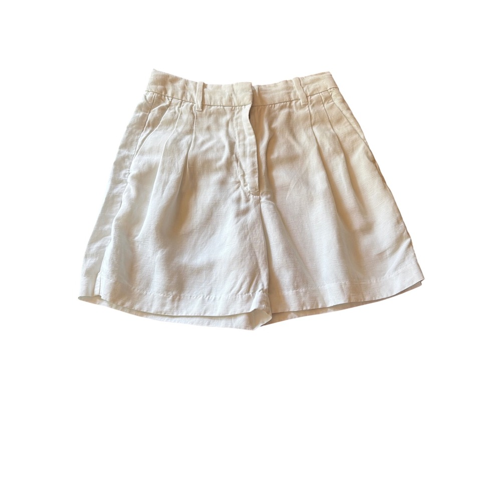 Wilfred Shorts White Pleated Tencel Linen Blend High Waist Wide Leg 4 97512
